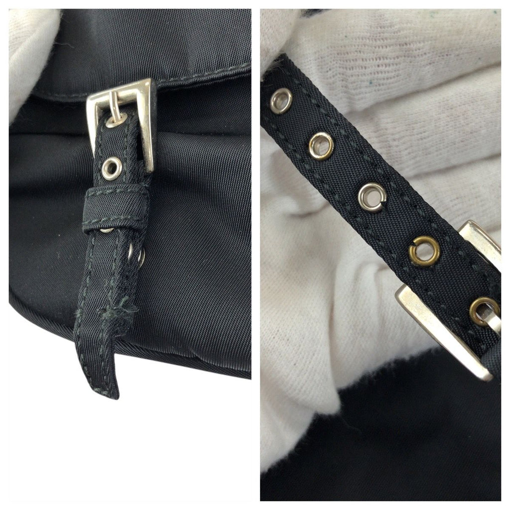 Prada Tessuto Black Silver Nylon Shoulder Bag Pochette — view 6