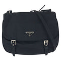 Prada Tessuto Black Silver Nylon Shoulder Bag Pochette