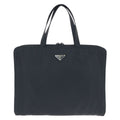 Prada Tessuto Black Silver Nylon Business Briefcase