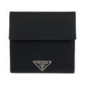 Prada Tessuto Black Silver Nylon Compact Wallet