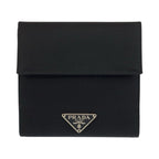 Prada Tessuto Black Silver Nylon Compact Wallet