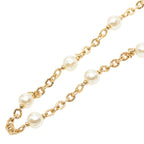 Dior Long Necklace Gold Plated Faux Pearl
