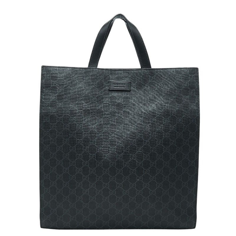 Gucci GG Supreme Tote Shoulder Bag 2-Way Black Leather