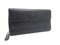 Gucci Wallet Micro Guccissima Zip Around Black Leather Flap Bifold