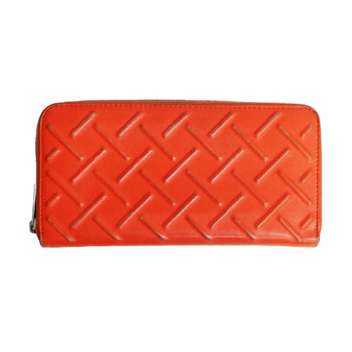 Bottega Veneta Zip Around Wallet Zipper Orange Silver