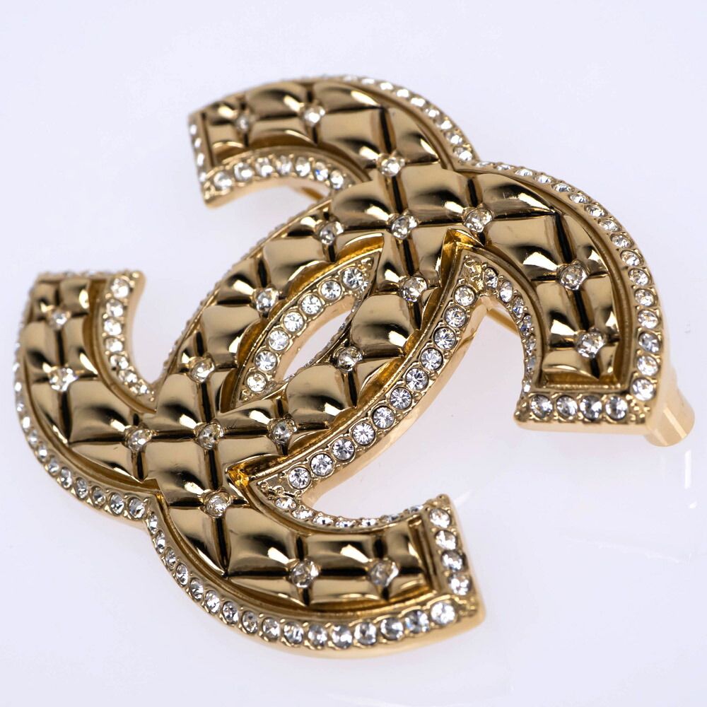 Chanel Cocomotiv Brooch C Cruises Collection Gold Rhinestone Coco Quilted — view 3