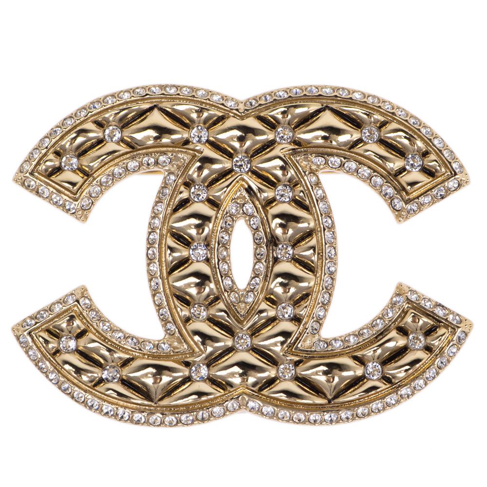 Chanel Cocomotiv Brooch C Cruises Collection Gold Rhinestone Coco Quilted