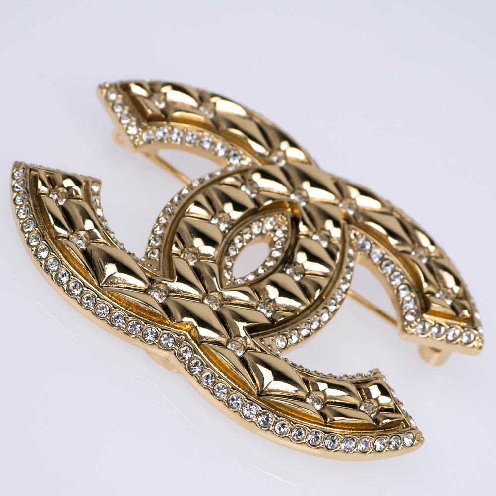 Chanel Cocomotiv Brooch C Cruises Collection Gold Rhinestone Coco Quilted — view 4