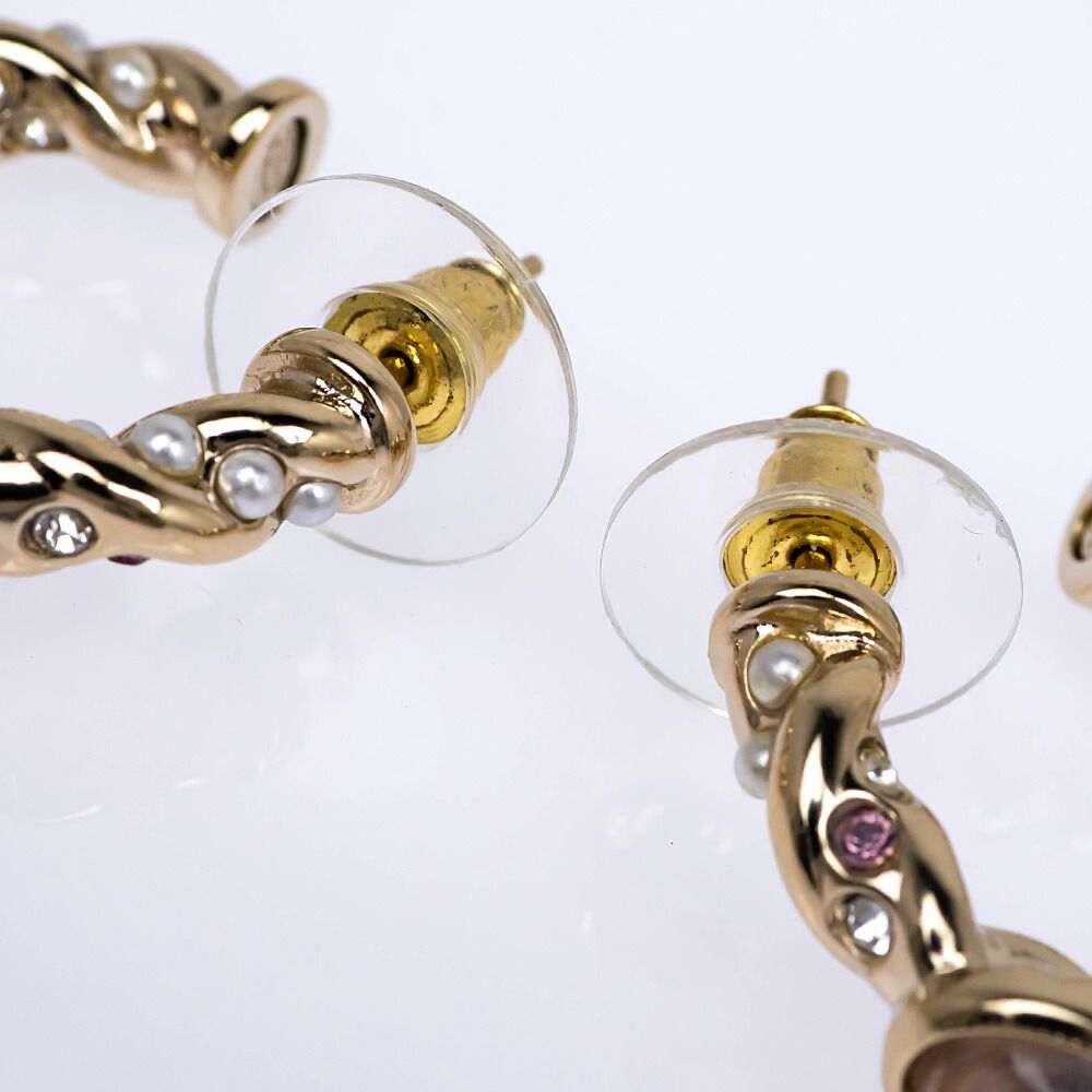 Chanel Earrings B Collection Gold Rhinestone Pearl Style Coco — view 7