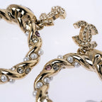 Chanel Earrings B Collection Gold Rhinestone Pearl Style Coco — view 9