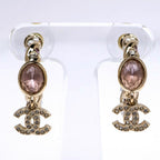 Chanel Earrings B Collection Gold Rhinestone Pearl Style Coco — view 2