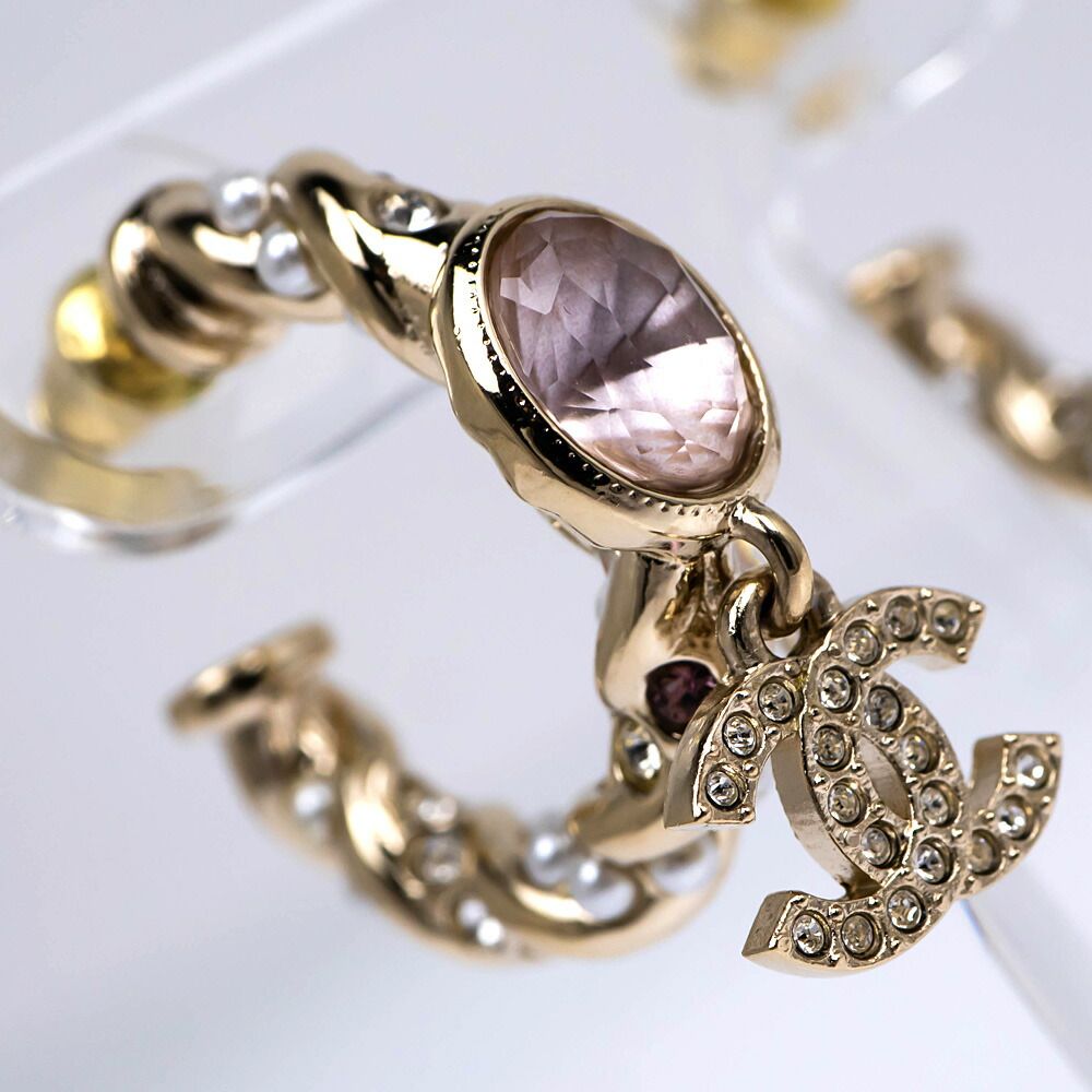 Chanel Earrings B Collection Gold Rhinestone Pearl Style Coco — view 5