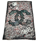 Chanel Logo Shawl Brick Pattern Cashmere Scarf