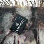 Chanel Logo Shawl Brick Pattern Cashmere Scarf — view 9