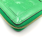 Gucci Double Logo Zip Around Leather Green Wallet Gold — view 8