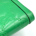 Gucci Double Logo Zip Around Leather Green Wallet Gold — view 9