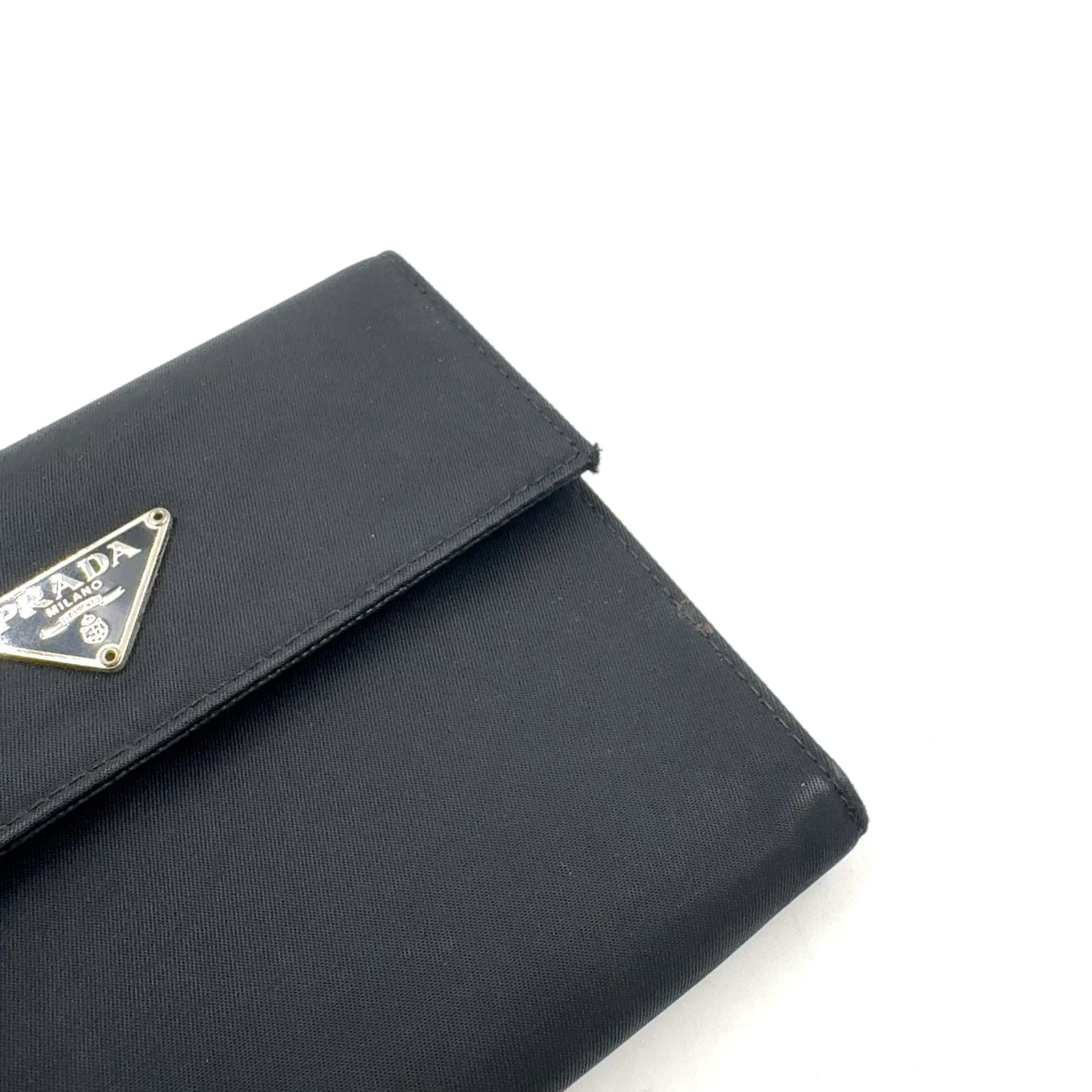 Prada Nylon Black Bifold Wallet Silver — view 6