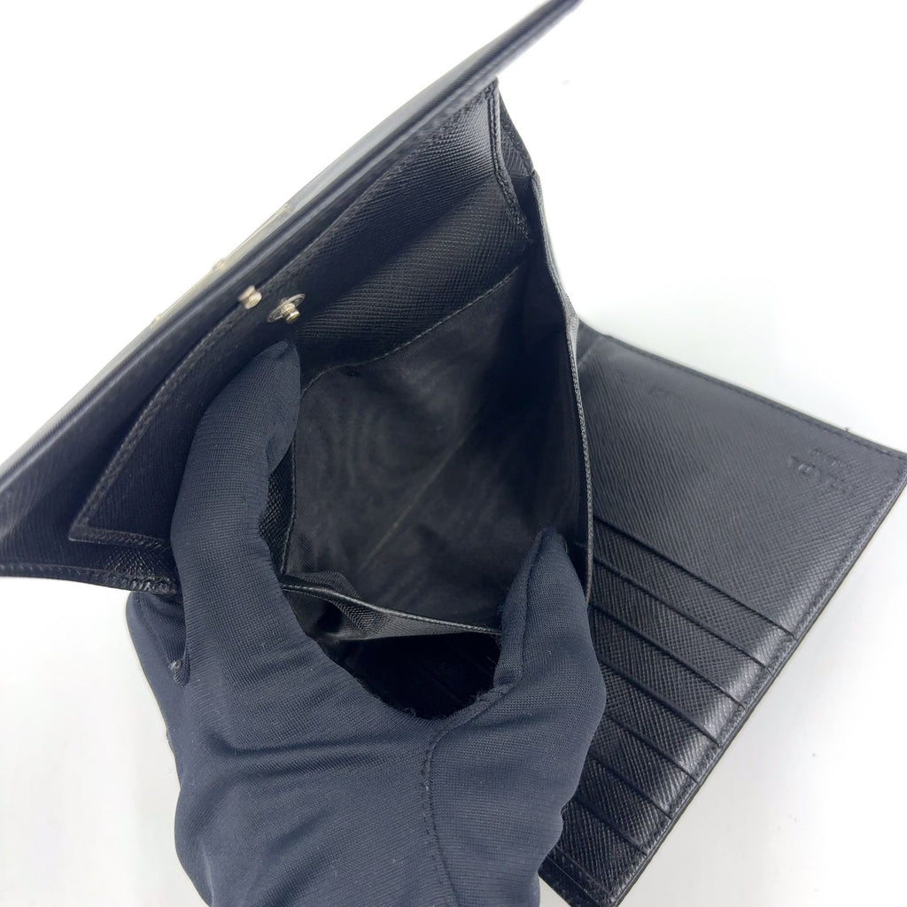 Prada Nylon Black Bifold Wallet Silver — view 9