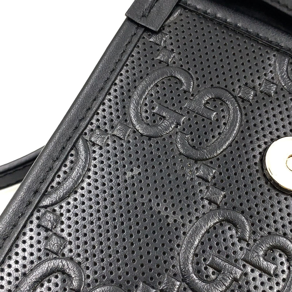 Gucci GG Embossed Mini Bag Leather Black Silver — view 6