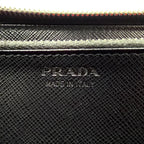 Prada Zip Around Leather Black Wallet Silver — view 4