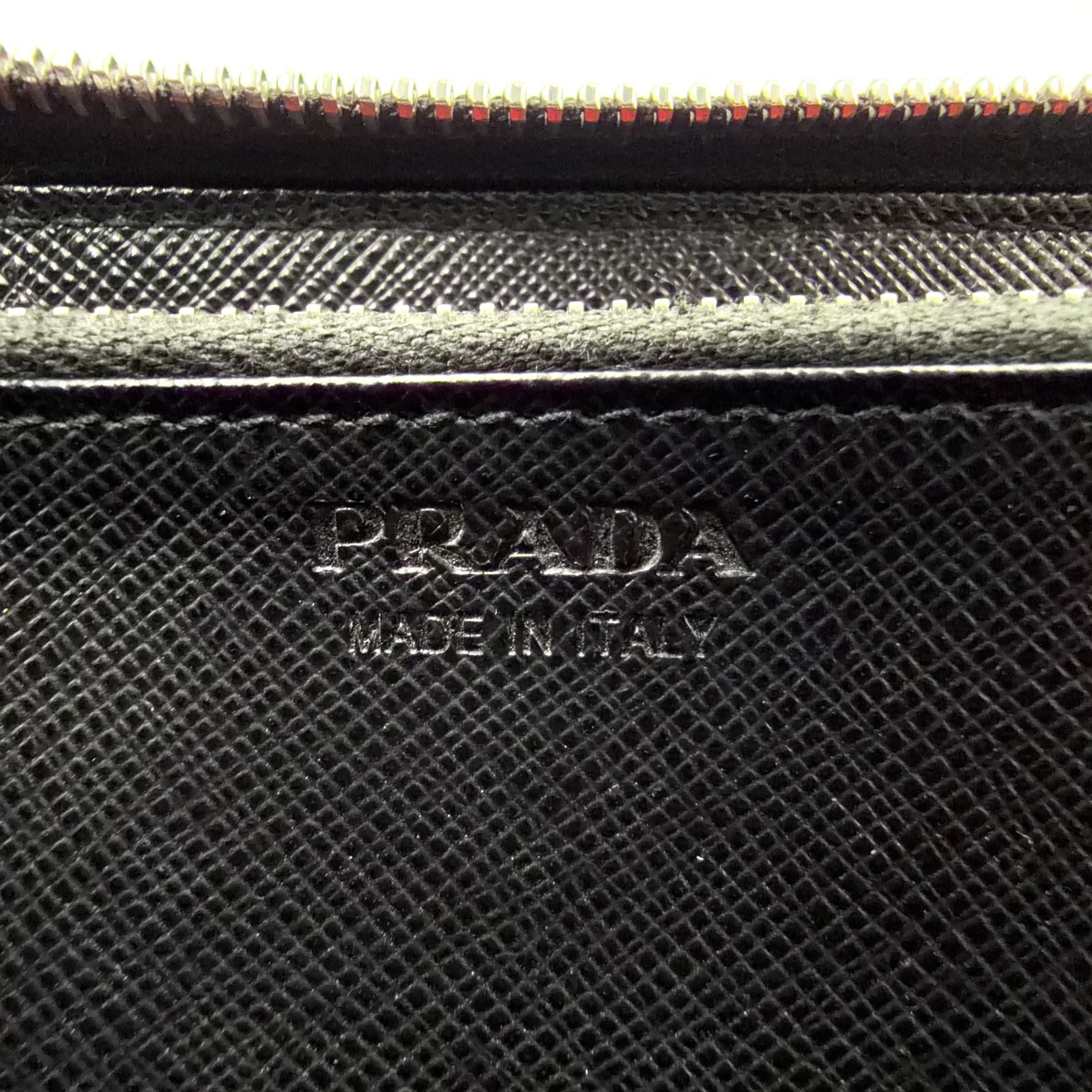 Prada Zip Around Leather Black Wallet Silver — view 4
