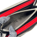 Prada Zip Around Leather Black Wallet Silver — view 5