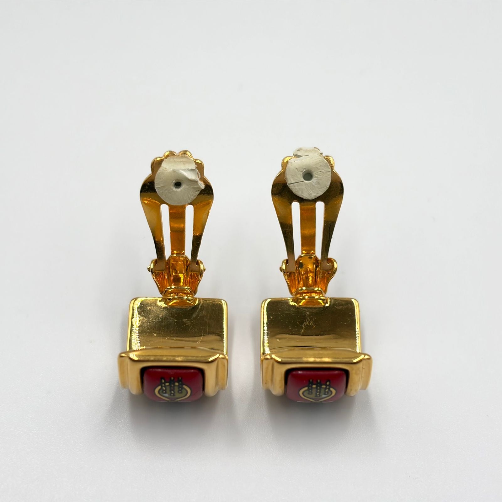 Hermes Enamel Gold Red Earrings — view 6