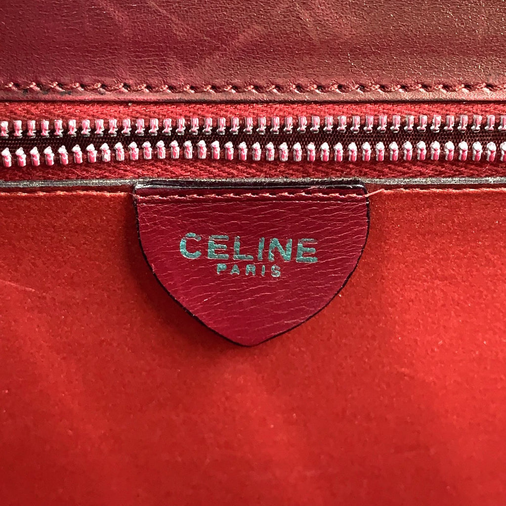 Celine Vintage Leather Bordeaux Shoulder Bag Gold — view 4
