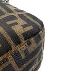 Fendi Zucca Pattern Leather Canvas Khaki Brown Dark Handbag Silver — view 7
