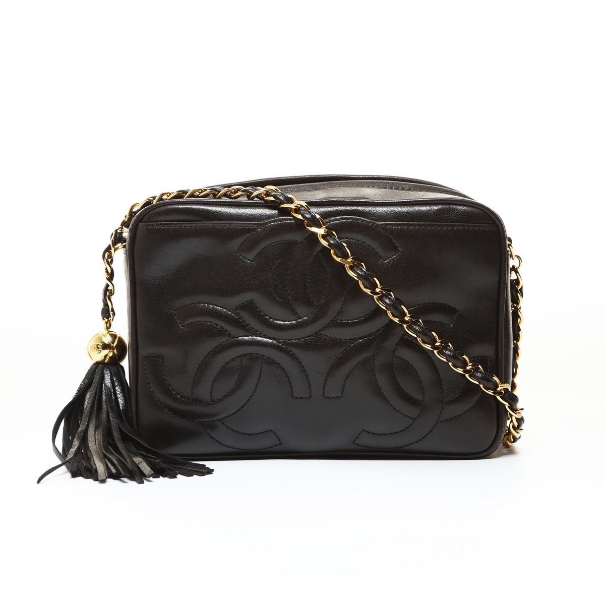Chanel Shoulder Bag Lambskin Triple Coco Fringe
