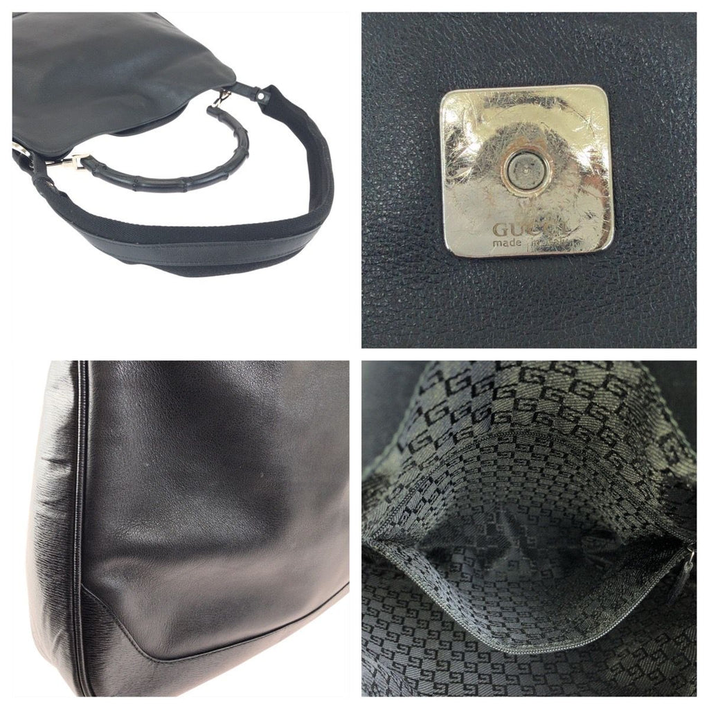 Gucci Bamboo Black Silver Leather 001 2-Way Shoulder Bag — view 6