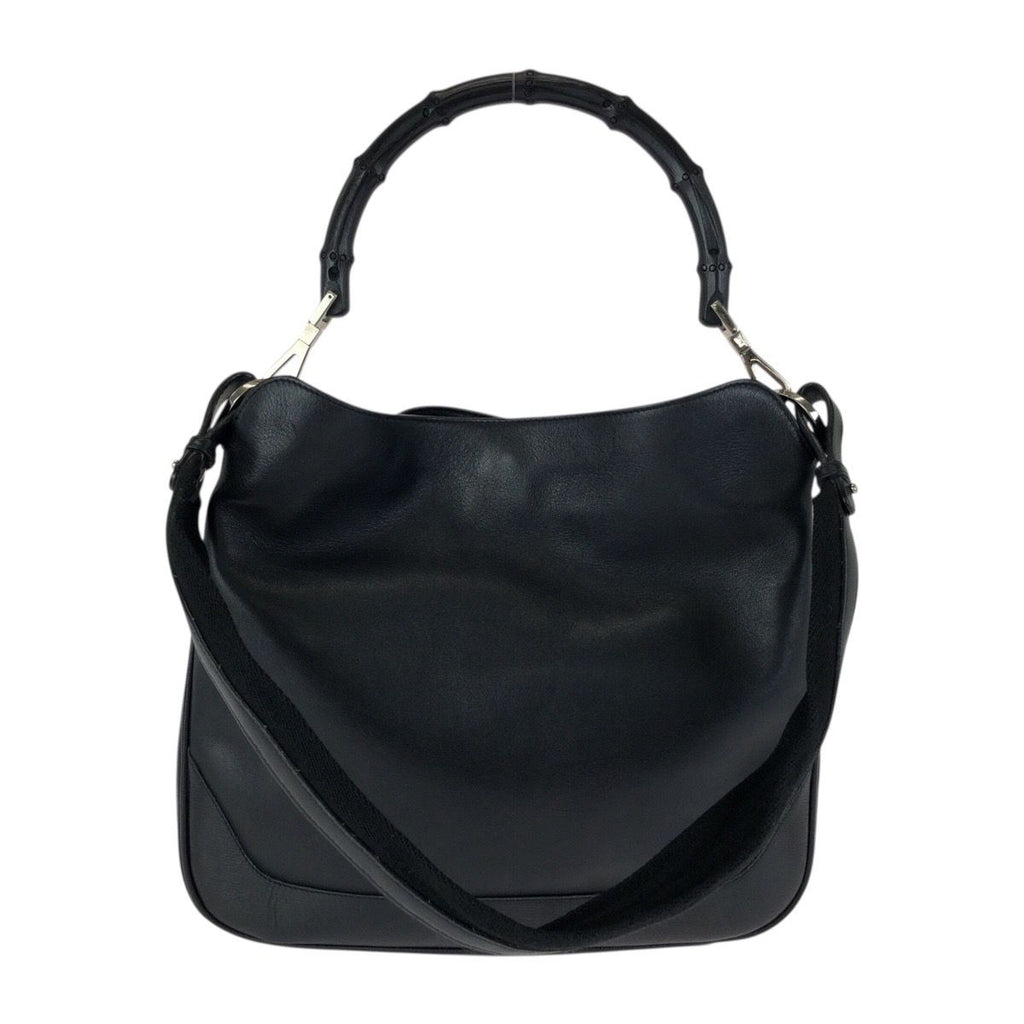 Gucci Bamboo Black Silver Leather 001 2-Way Shoulder Bag