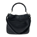 Gucci Bamboo Black Silver Leather 001 2-Way Shoulder Bag