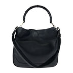 Gucci Bamboo Black Silver Leather 001 2-Way Shoulder Bag