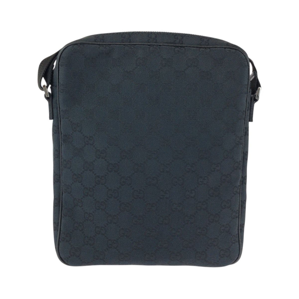 Gucci Black Silver GG Canvas Leather Shoulder Bag — view 2