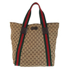 Gucci Sherry Line Beige Brown GG Canvas Tote Shoulder Bag