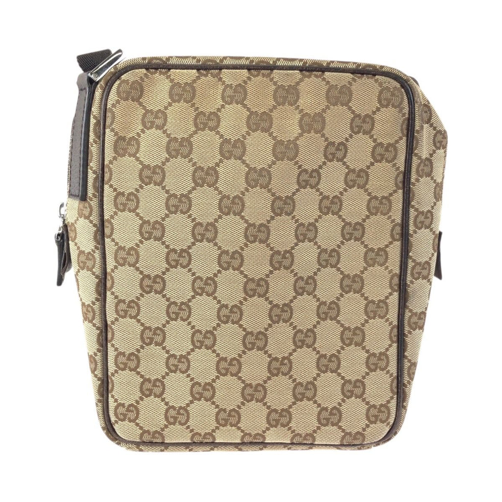 Gucci Beige Brown GG Canvas Leather Shoulder Bag — view 2