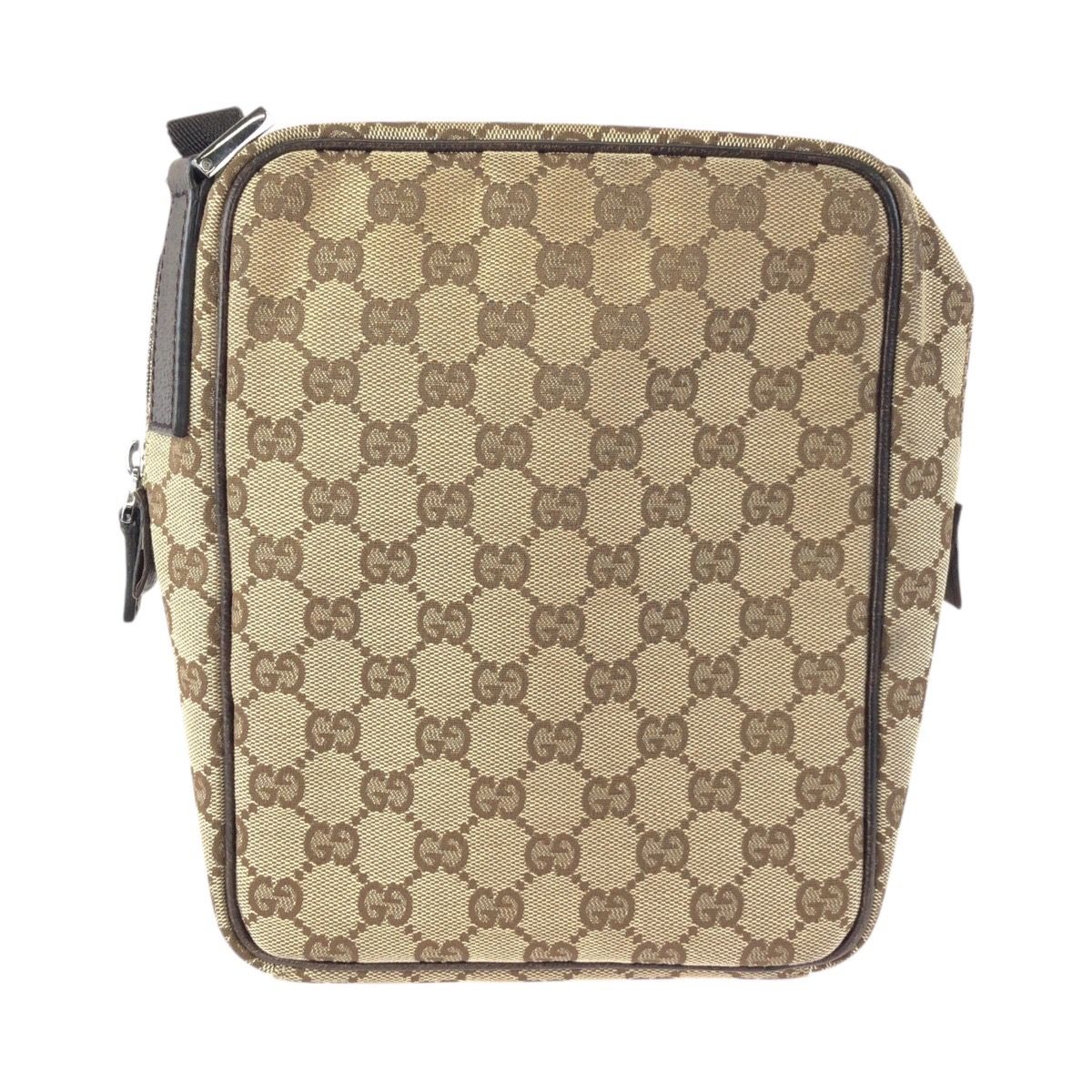 Gucci Beige Brown GG Canvas Leather Shoulder Bag — view 2