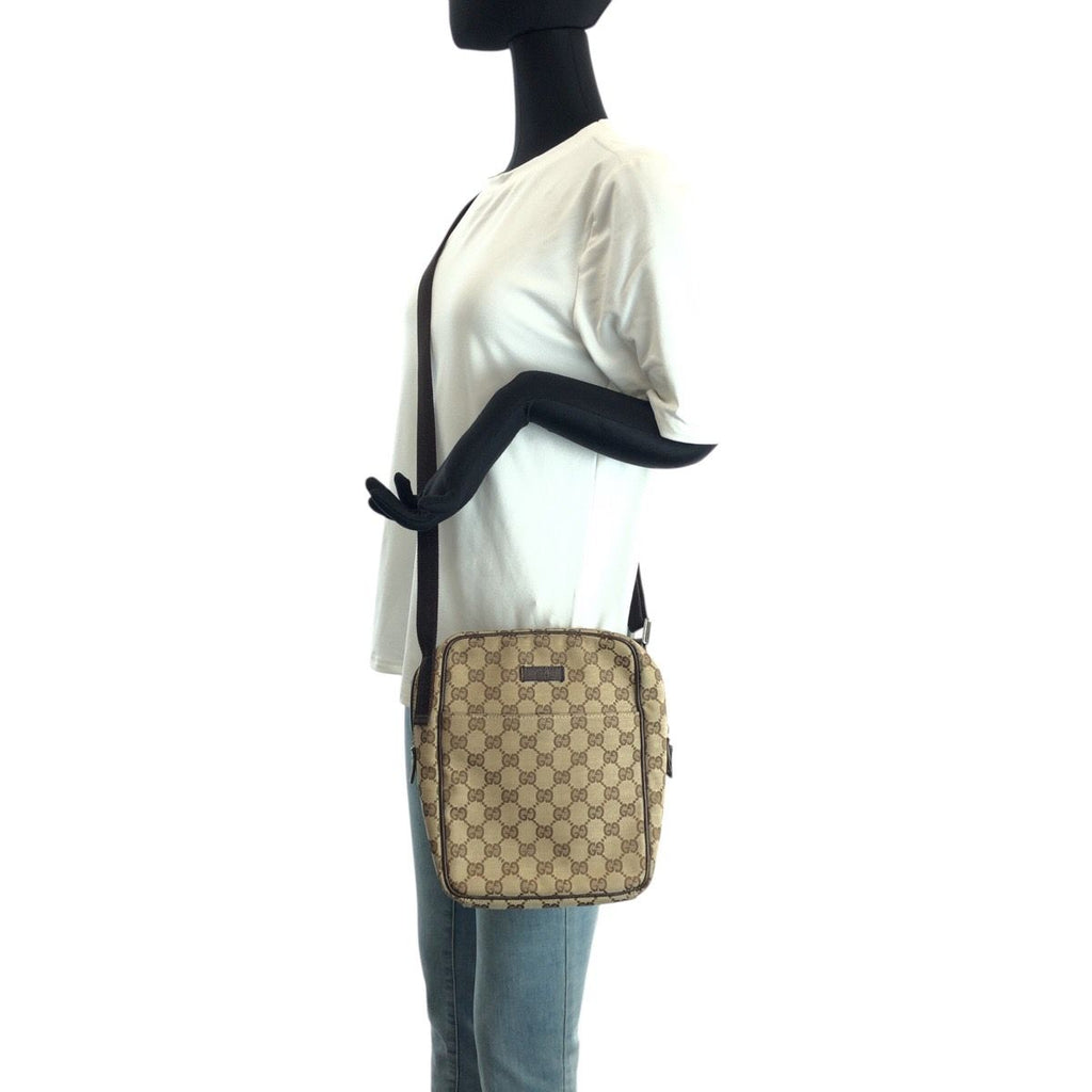 Gucci Beige Brown GG Canvas Leather Shoulder Bag — view 7