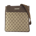 Gucci Beige Brown Silver GG Canvas Leather Shoulder Bag Pochette