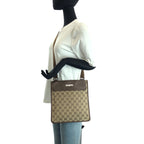 Gucci Beige Brown Silver GG Canvas Leather Shoulder Bag Pochette — view 7
