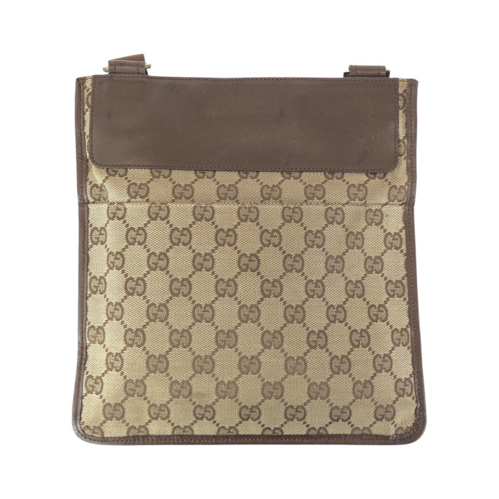 Gucci Beige Brown Silver GG Canvas Leather Shoulder Bag Pochette — view 2
