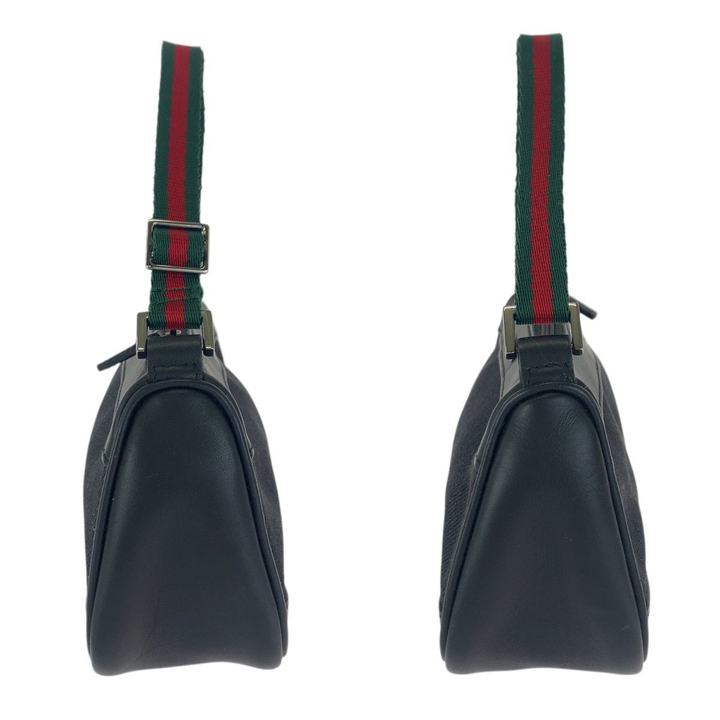 Gucci Sherry Line Black Silver Leather Handbag Pouch — view 8