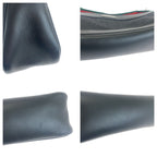 Gucci Sherry Line Black Silver Leather Handbag Pouch — view 6