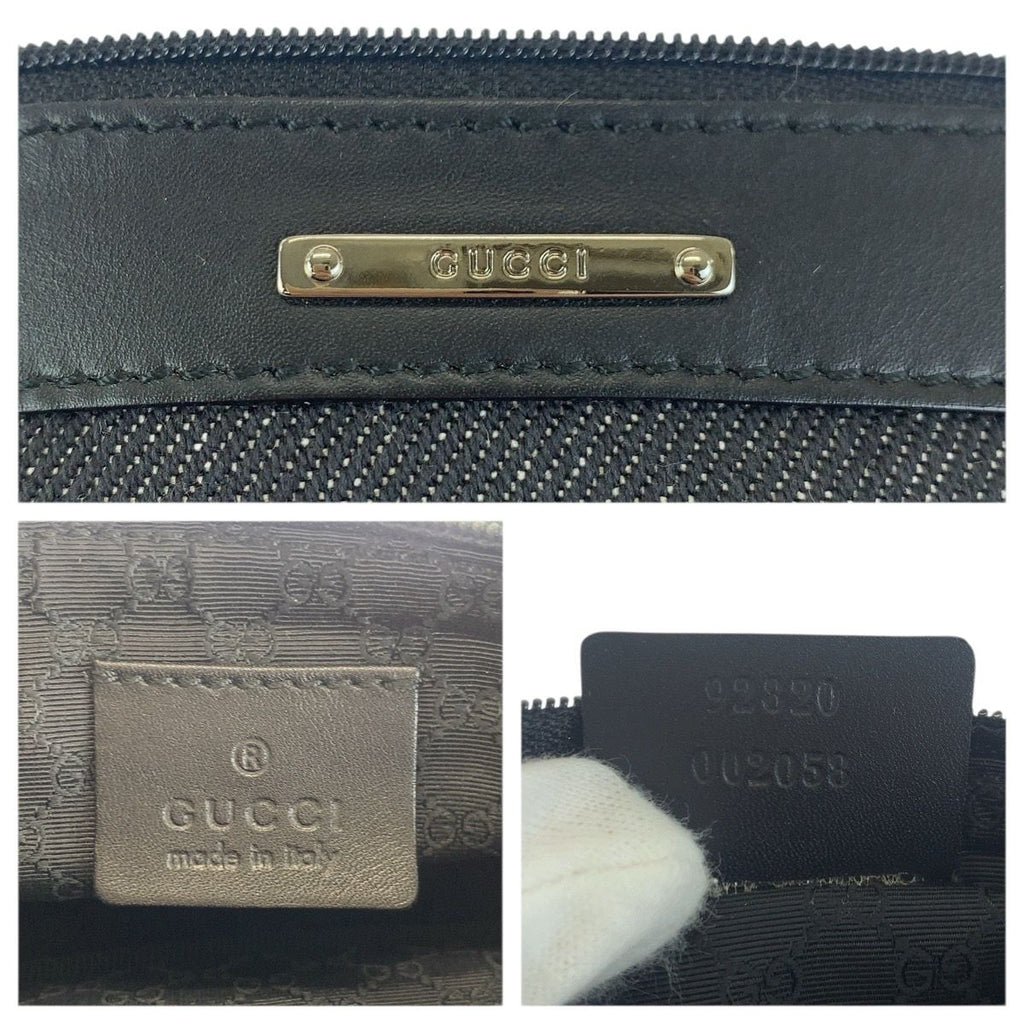 Gucci Sherry Line Black Silver Leather Handbag Pouch — view 4