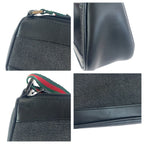 Gucci Sherry Line Black Silver Leather Handbag Pouch — view 5