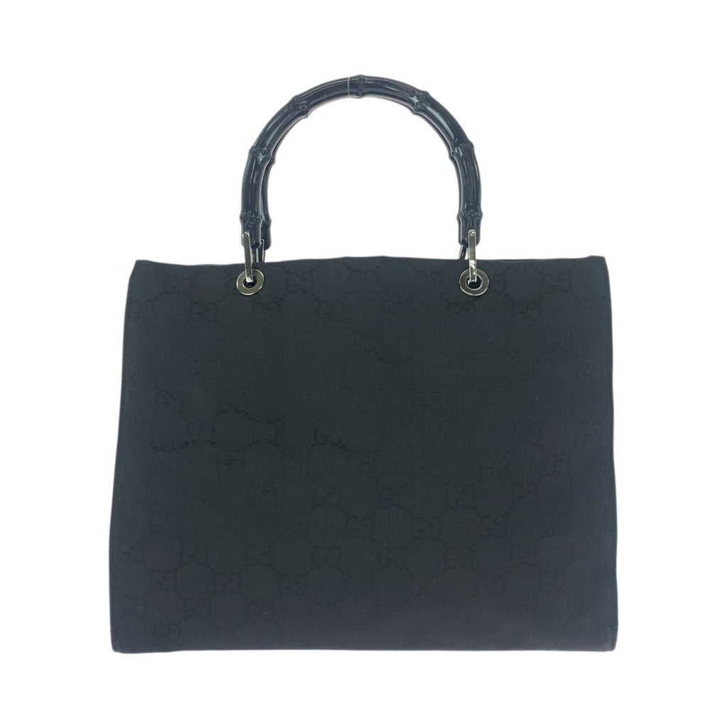 Gucci Bamboo Black Silver Nylon 002 Tote — view 2