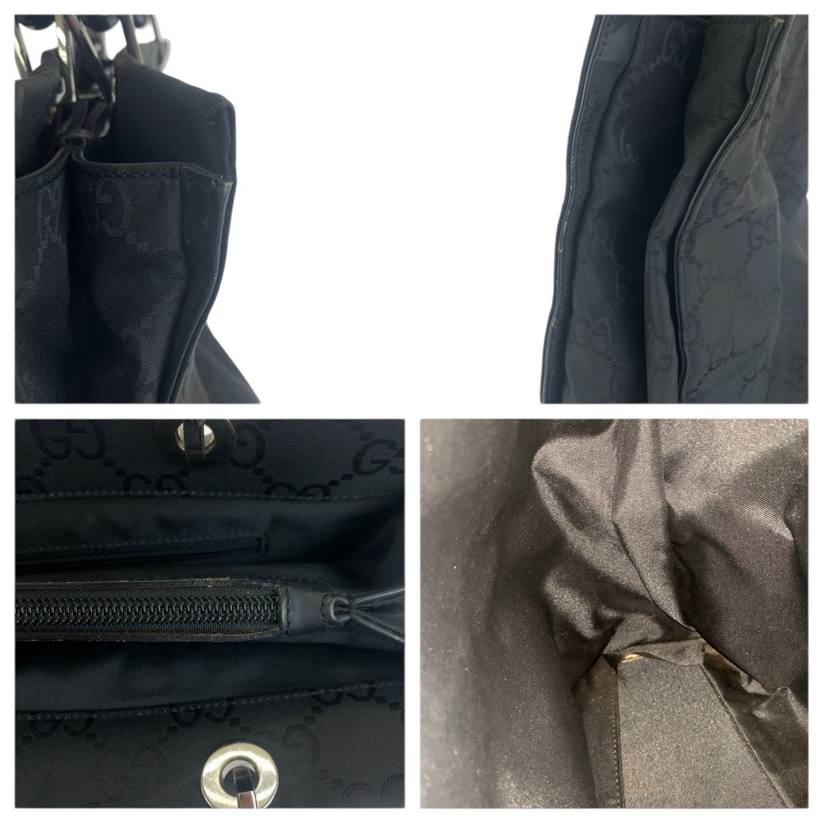 Gucci Bamboo Black Silver Nylon 002 Tote — view 6