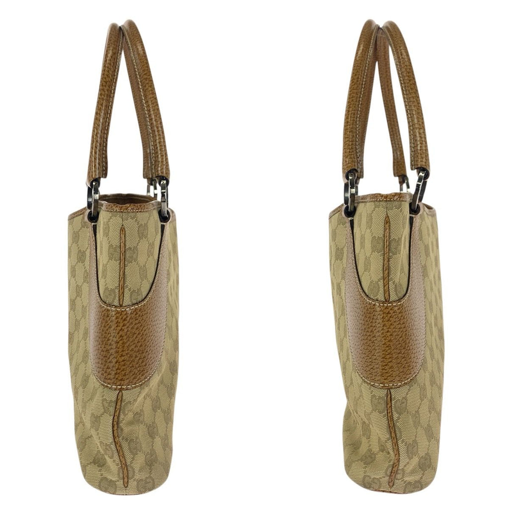 Gucci Beige Light Brown Silver GG Canvas Leather Tote Shoulder Bag — view 7