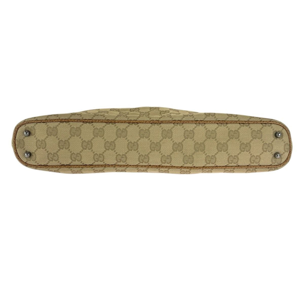 Gucci Beige Light Brown Silver GG Canvas Leather Tote Shoulder Bag — view 9